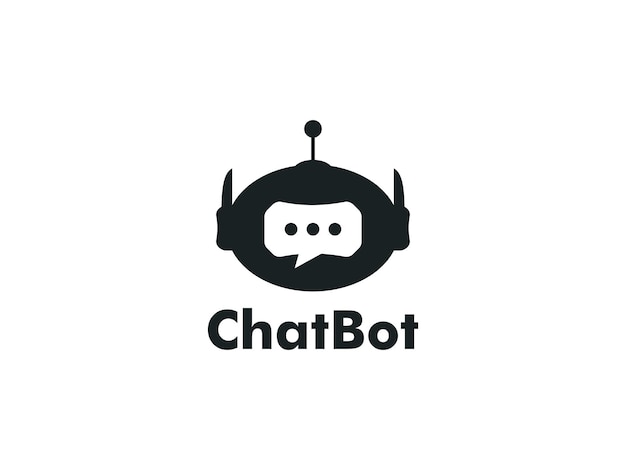 로봇 채팅 또는 채팅 봇 로고 현대 대화 자동 기술 로고 디자인 벡터 템플릿