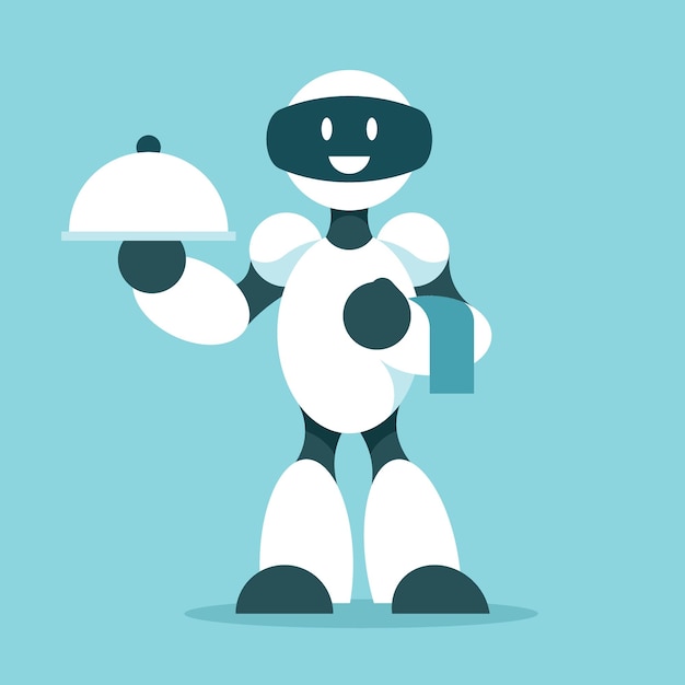 robot chef vector clip art isolated background