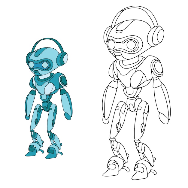 Robot coloring page Robot coloring book Vector illustration