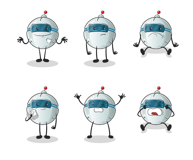 Robot cry set character. cartoon mascot vector