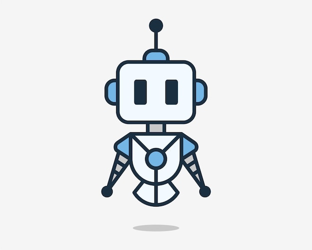 Robot Cyborg Robotic Cyber Humanoid Assistant Bot Futuristic Machine Flat Mascot Vector Logo Design