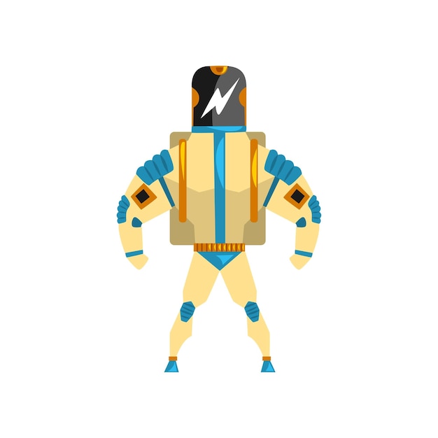 Robot, cyborg, superhero costume vector illustration isolated on a white background.