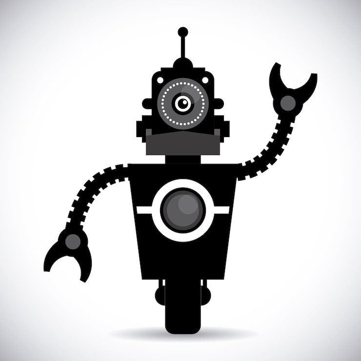 Vector robot design over gray background vector illustration 