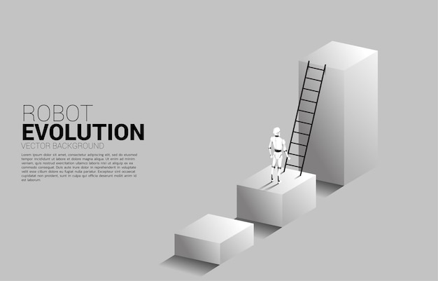 Robot die zich op staafdiagram met ladder bevindt