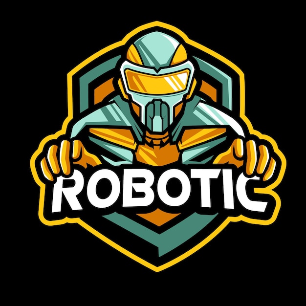 Robot e sport mascotte logo ontwerp