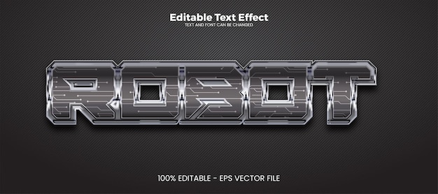 Редактируемый текстовый эффект робота в современном трендовом стиле