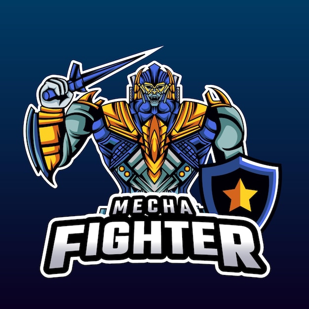 Robot fighter esport gaming mascot logo