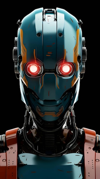 Vector robot figure on black background