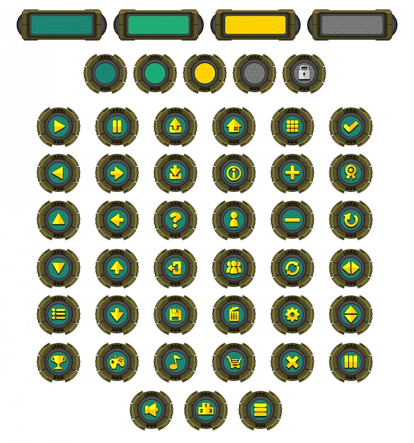 Vector robot game button pack