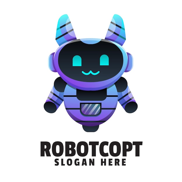 Vector robot gradient logo design
