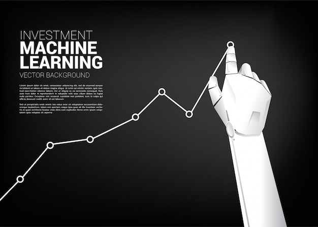 Robot hand move pull business graph higher. 