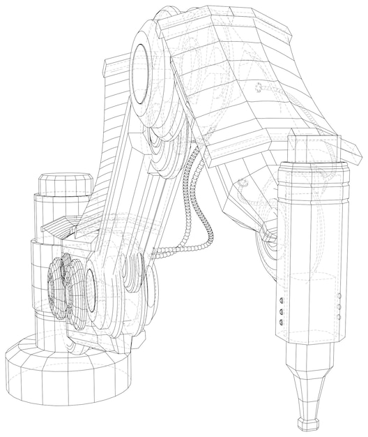 Robot hand wireframe Vector illustratie Tracing illustratie van 3d