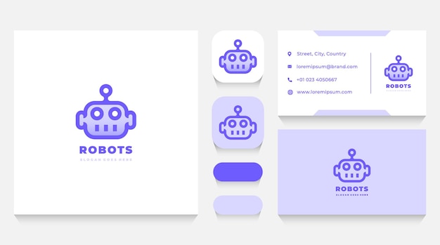 Robot head logo template and business card