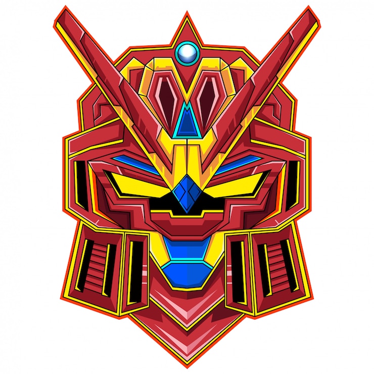 Vector robot head mascot logo