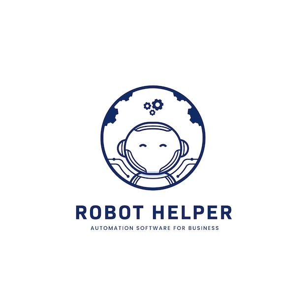 Robot helper automazione robot assistente logo icona mascotte business moderno