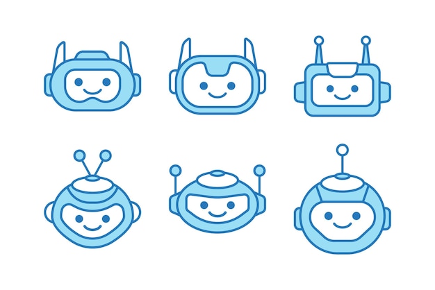 Robot hoofd Avatar Vector Design Cartoon mascotte Robot hoofd pictogram ontwerp