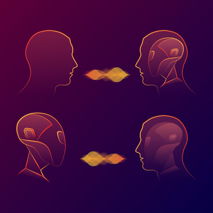 Vector robot and human chatting background
