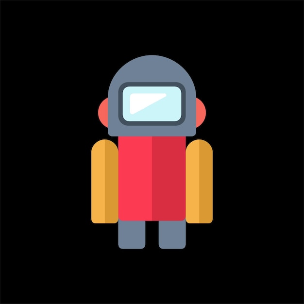 Robot icon Android cartoon style flat vector illustration