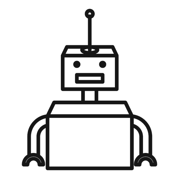 Икона робота Черный линейный художественный вектор