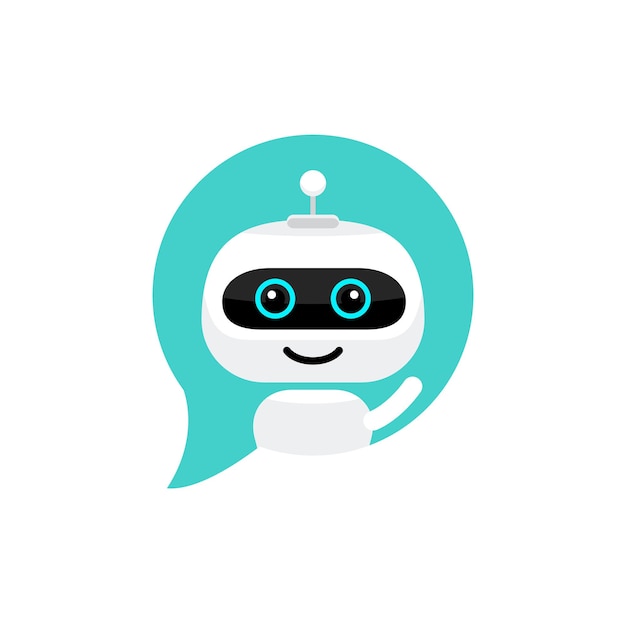 Icona del robot. chat bot segno per il concetto di servizio di supporto. stile piatto personaggio chatbot.