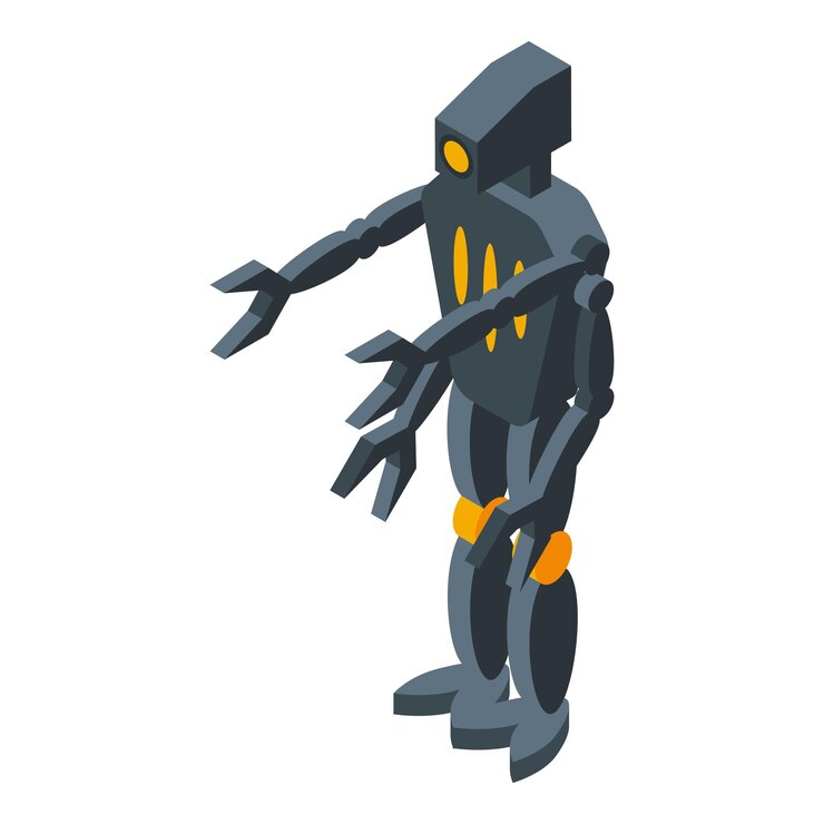 Vector robot icon isometric vector space alien planet kid