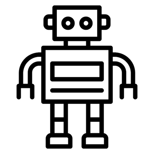 Викторное изображение значка робота может быть использовано для производства