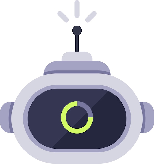 robot is showing loading status on its screen displaying a progress bar with an antenna transmitting data representing artificial intelligence and technological advancement