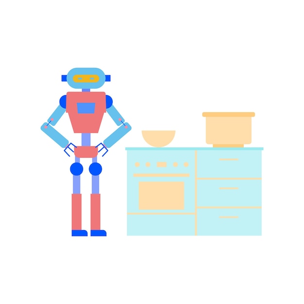 Vector the robot is standing in the kitchen