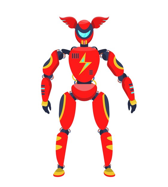 分離されたロボット スーパー ヒーロー 電気アンドロイド 未来の架空のサイボーグ 人工知能