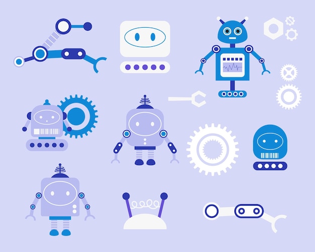 Robot karakter platte vector moderne illustratie element evenement competitie technologie