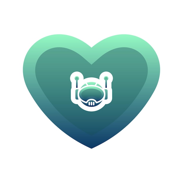 Robot liefde verloop logo ontwerp sjabloon pictogram