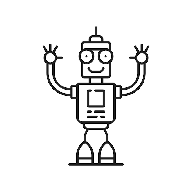 Robot line and outline icon futuristic humanoid