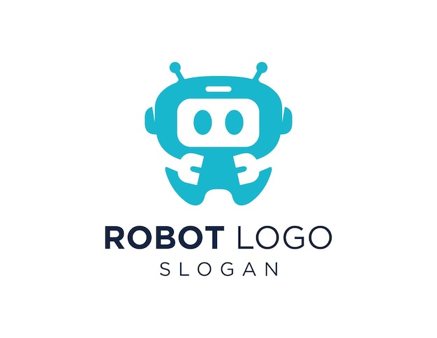 Robot logo ontwerp gemaakt met behulp van de Corel Draw 2018 applicatie met een witte achtergrond