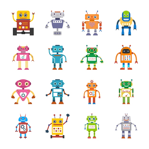 Robot Machine Flat Icons