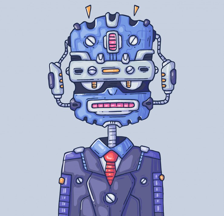 Vector robot manager. chatbot or robot-helper. cartoon illustration. character in the modern graphic style.