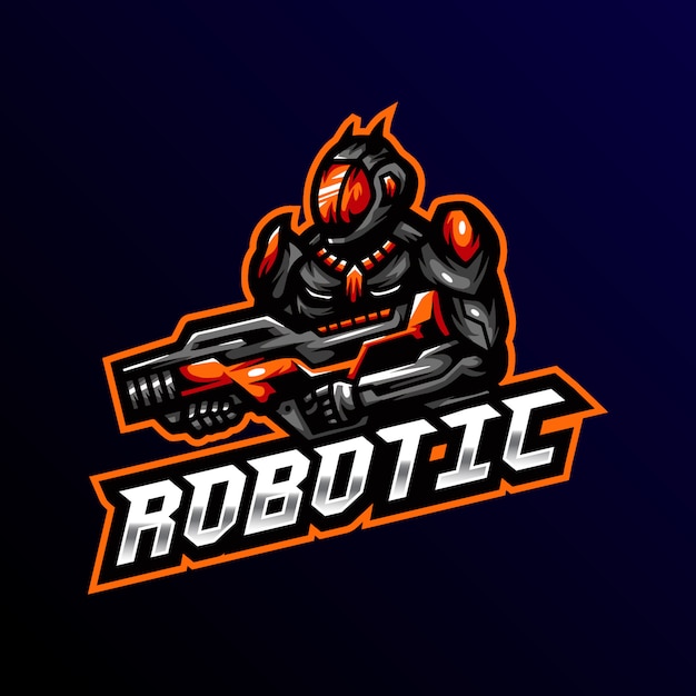 Robot mascotte logo esport illustrazione di gioco