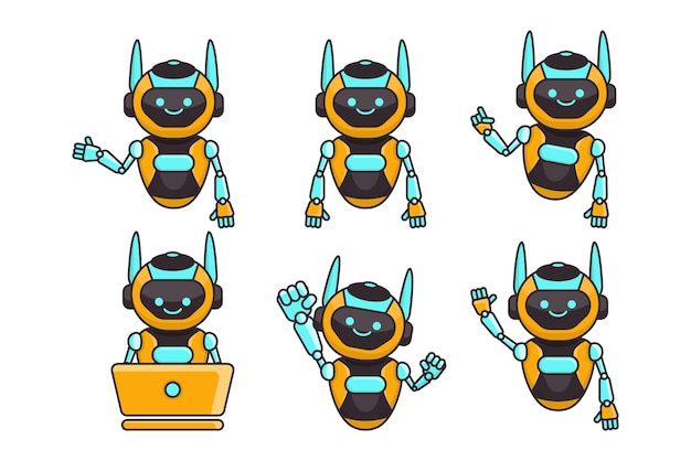 Robot mascotte karakter vectorillustratie Robot cartoon pose decorontwerp collecties