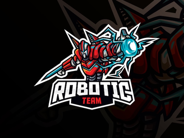 Robot mascotte sport logo ontwerp