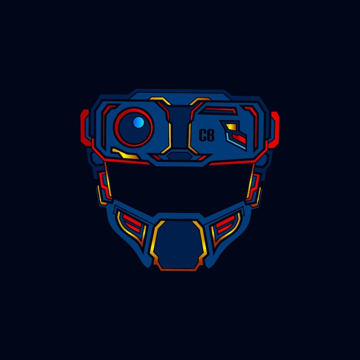 Vector robot mask cyberpunk style cartoon character illustration