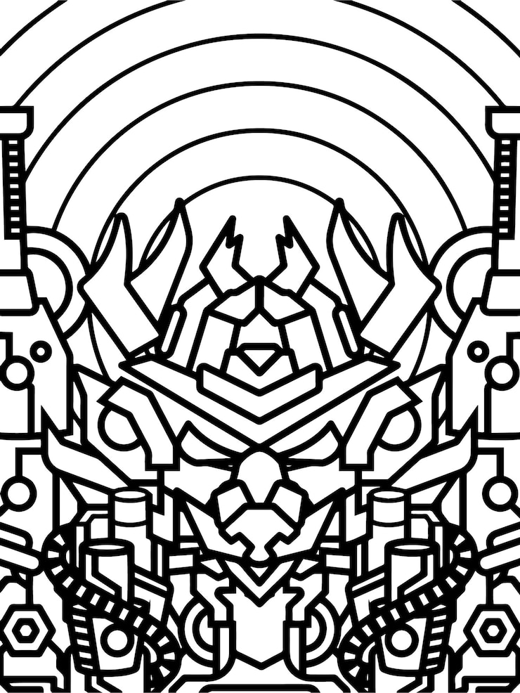 Vector robot mecha coloring book for educational kids