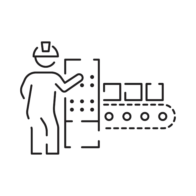 Robot- of roboticoon zoals armhandproductielijndoos verpakking autoproductie computerbesturing en ander vectorpictogram voor productproductie