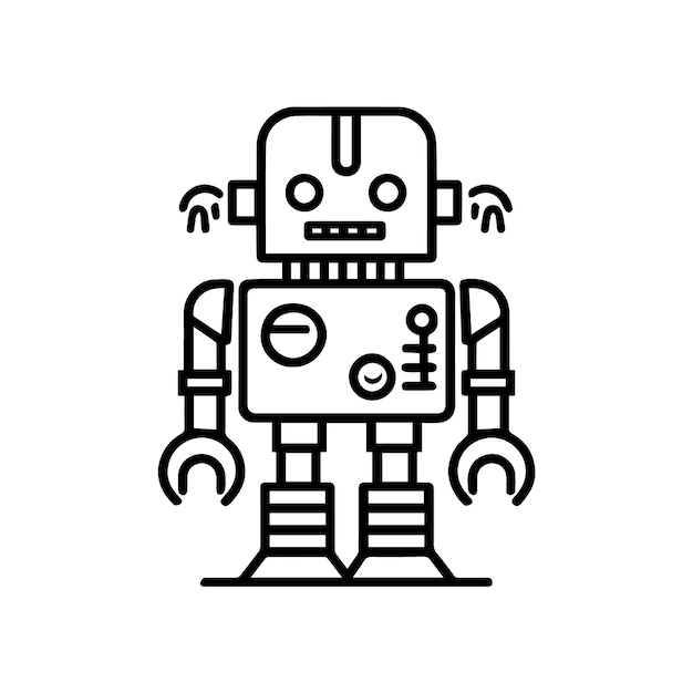 Robot outline icon vector generative ai