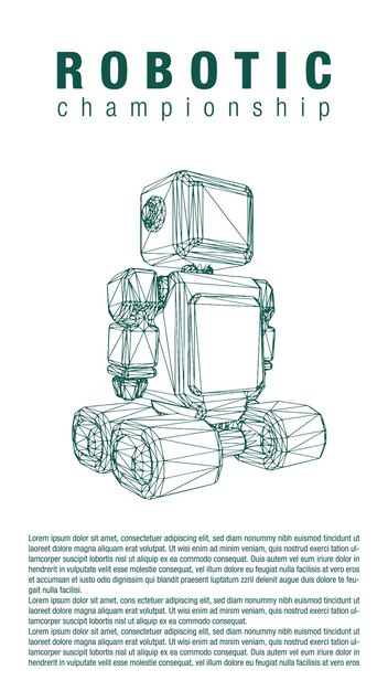Vector robot poster flyer illustration wirefram