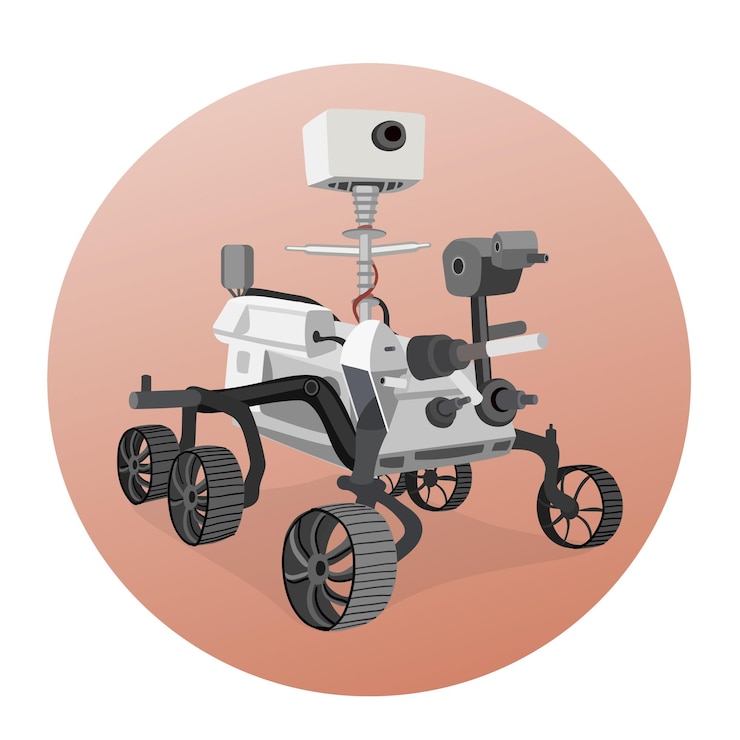 Вектор робот-марсоход исследует планету марс mars exploration mission