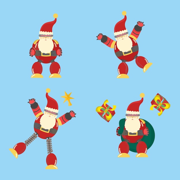 Robot Santa on Blue Background