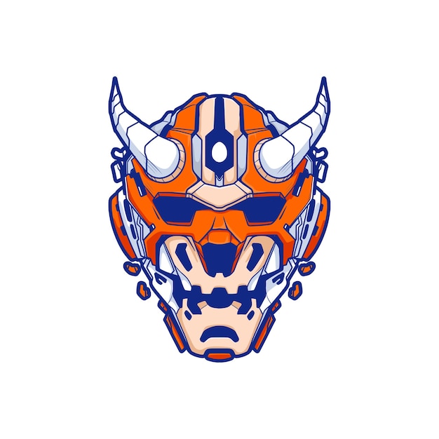 Robot satan samurai future helmet illustration cyborg