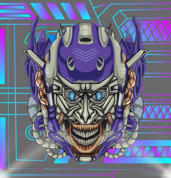 Vector robot skull head vector illustration