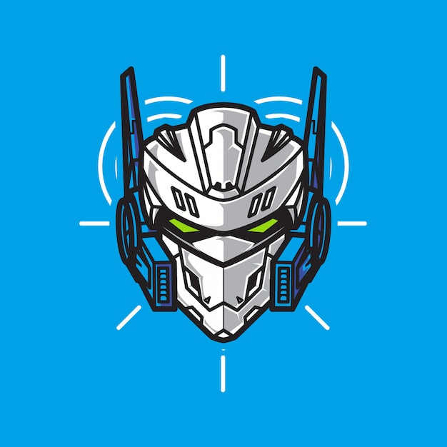 Robot Soldier Head Warrior Logo with Geometrical Background