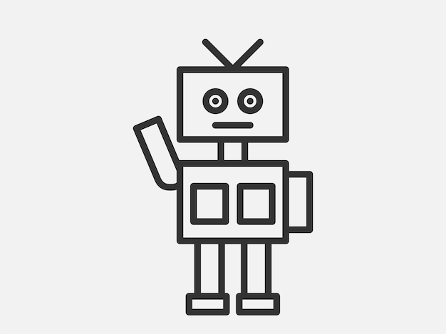 Robot speelgoed pictogram op witte achtergrond. Lijn stijl vectorillustratie.