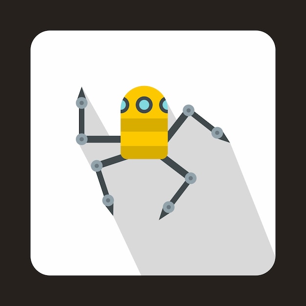 Robot spider icon in flat style with long shadow Technology and test symbol